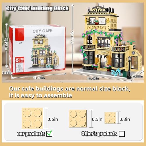 City Coffee Shop Building Blocks Set- Compatible with Lego City House, Architecture Modular Building Three-Story House Building Blocks for Adults (1443pcs)