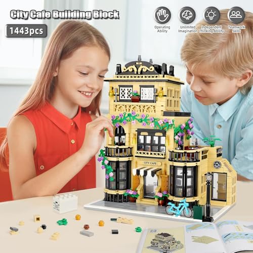 City Coffee Shop Building Blocks Set- Compatible with Lego City House, Architecture Modular Building Three-Story House Building Blocks for Adults (1443pcs)