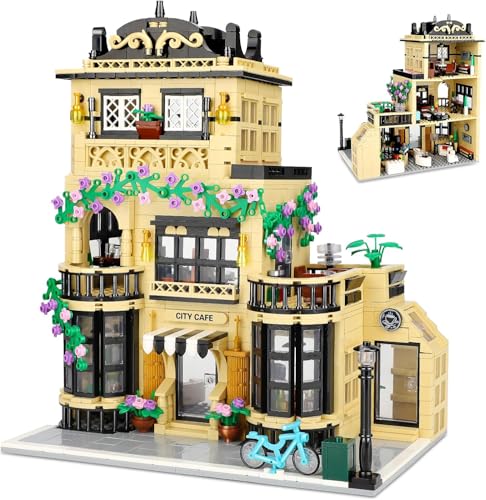 City Coffee Shop Building Blocks Set- Compatible with Lego City House, Architecture Modular Building Three-Story House Building Blocks for Adults (1443pcs)