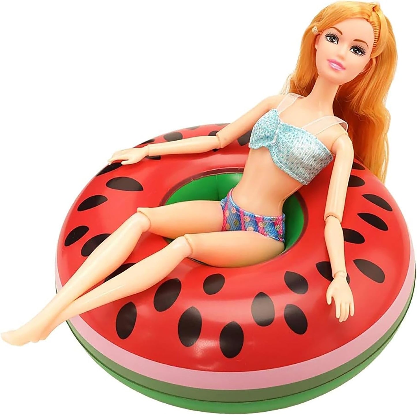 Pool Floaties for Girl Dolls, Fun Swimming Pool Party Ring Inflatable Drink Holder for11.5 inch Dolls Pool Toys