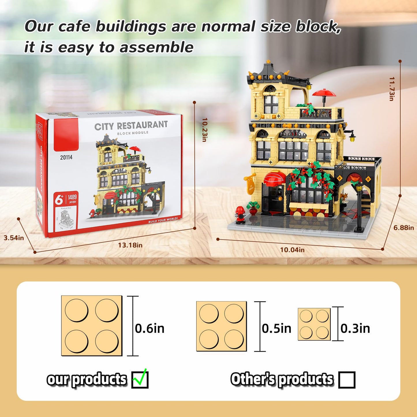 City Coffee Shop Building Blocks Set- Compatible with Lego City House, Architecture Modular Building Three-Story House Building Blocks for Adults (1443pcs)