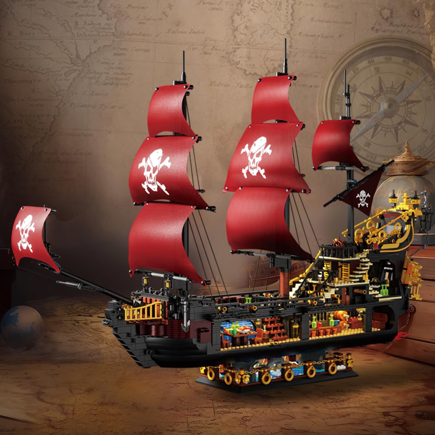 Pirate Ship Building Kit, Queen Anne's Revenge Pirate Ship Building Set for Adults, Building Toys Gift for Kids Boys 8-12, Compatible with Lego Pirate Ship, 3399 PCS