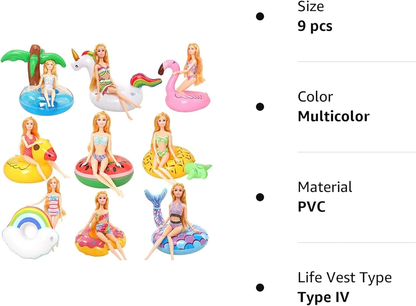 Pool Floaties for Girl Dolls, Fun Swimming Pool Party Ring Inflatable Drink Holder for11.5 inch Dolls Pool Toys