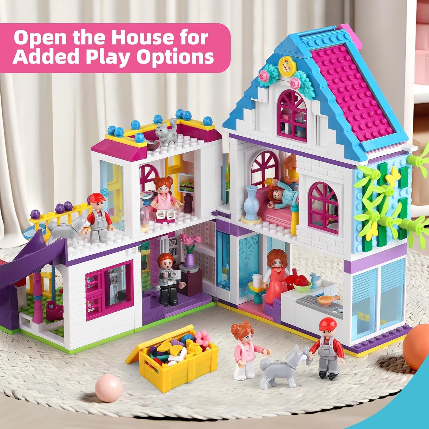 Summer Villa Holiday Beach House Villa Friends House Toy Building Set That Compatible with Lego Set for Girls 6-12, Pretend Play Set for Girls Age 8-12 Construction Educational Toy