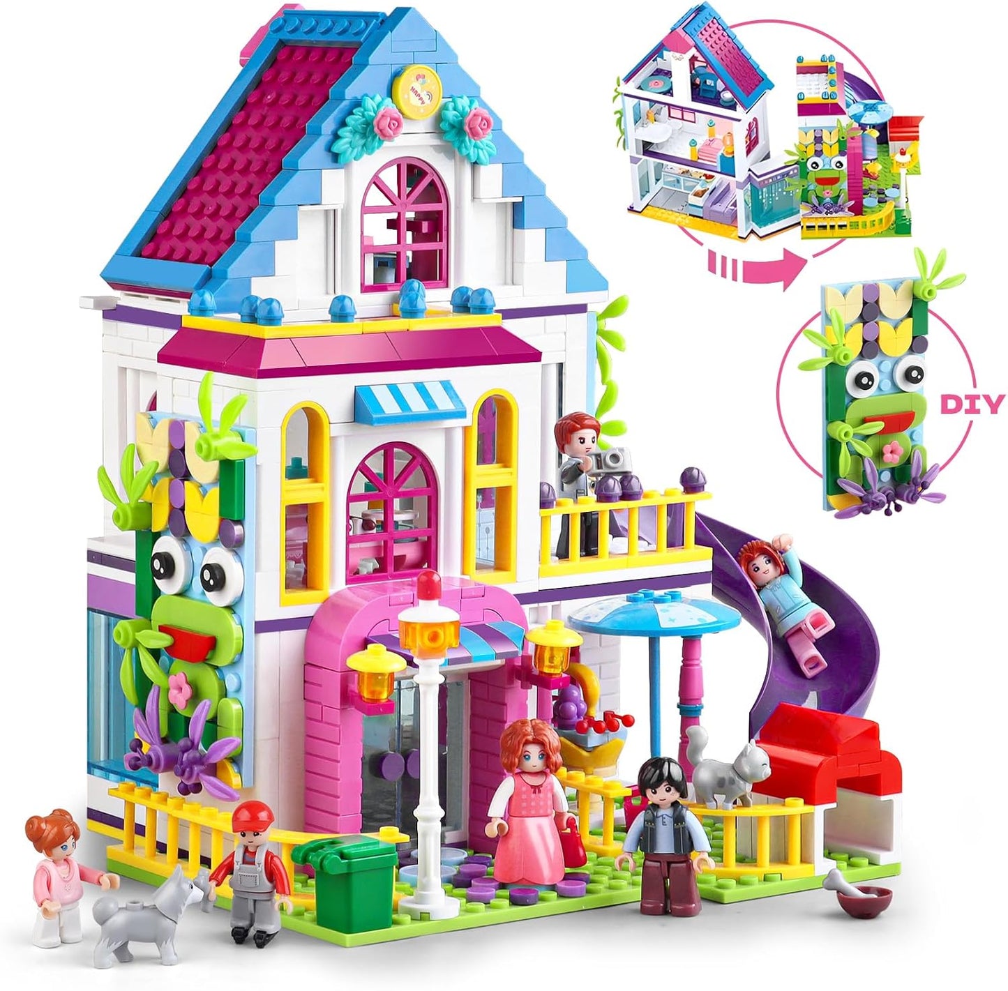 Summer Villa Holiday Beach House Villa Friends House Toy Building Set That Compatible with Lego Set for Girls 6-12, Pretend Play Set for Girls Age 8-12 Construction Educational Toy