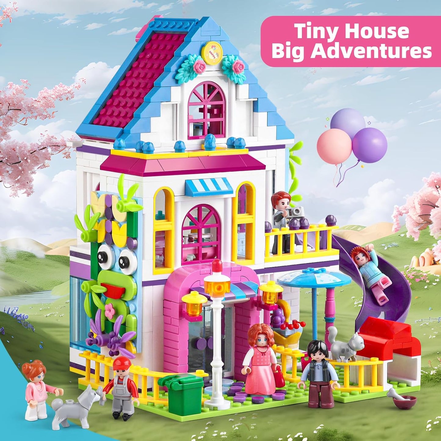 Summer Villa Holiday Beach House Villa Friends House Toy Building Set That Compatible with Lego Set for Girls 6-12, Pretend Play Set for Girls Age 8-12 Construction Educational Toy