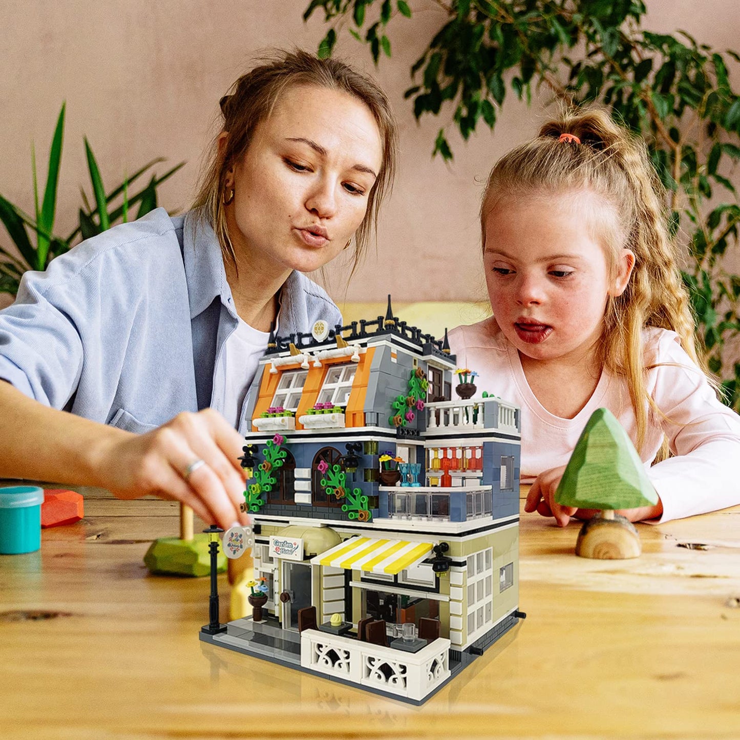 ENJBRICK Garden Hotel Assembly Square Building kit,Modular House Building Blocks Model Set for Teens and Adults.Collectible Display Toy Building Set 1316 PCS