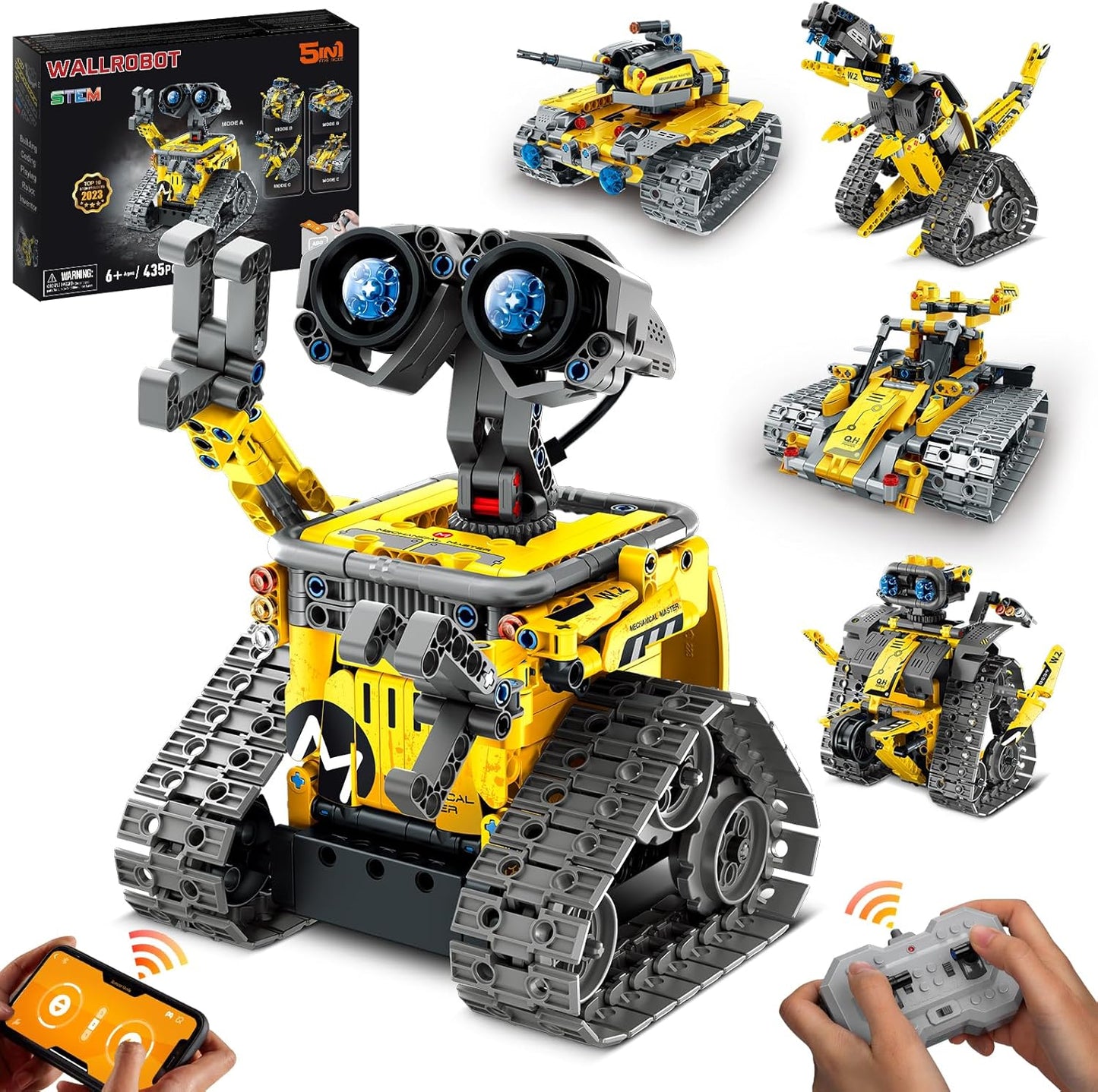 5in1 Remote & App-Controlled Robot Dinosaur Building Kit, Educational STEM Projects Coding Set Christmas Thanksgiving Birthday Creative Gifts for Kids Aged 6 7 8 9 10 11 12+, New 2024 (435 Pcs)