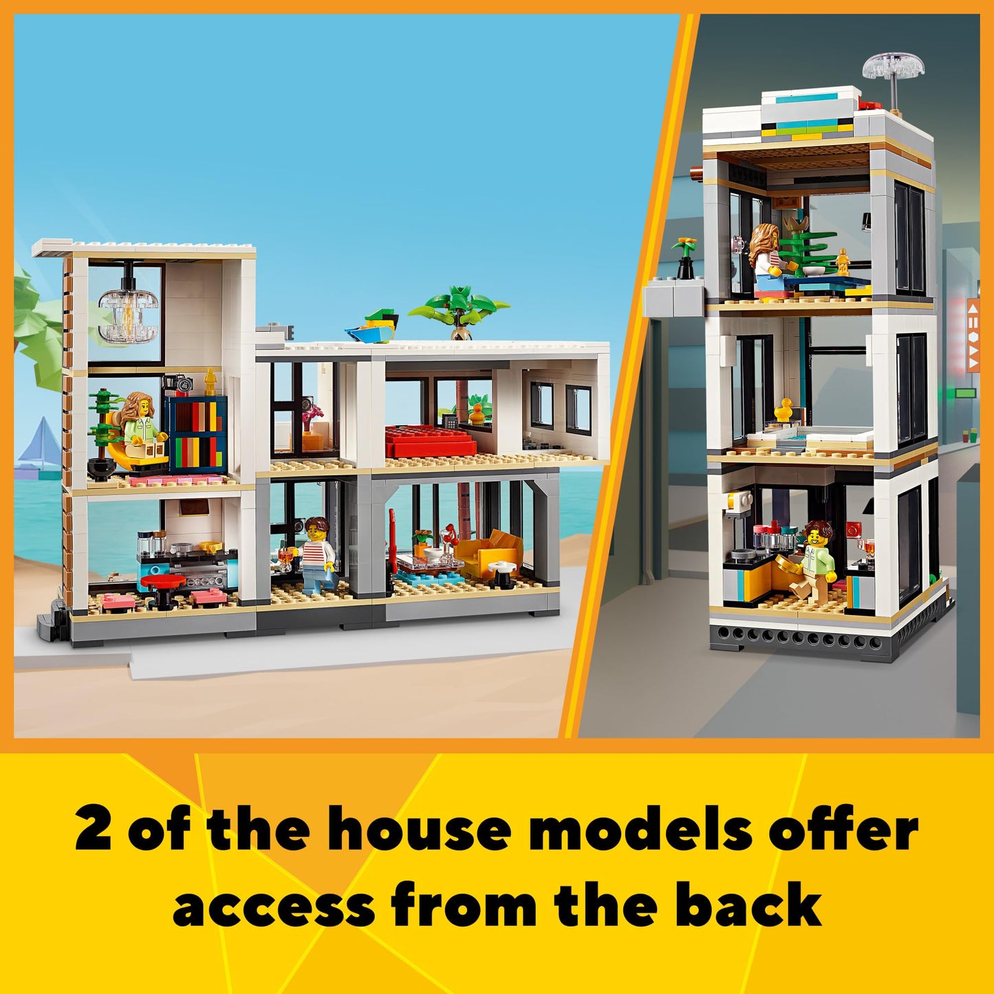 LEGO Creator 3 in 1 Modern House Toy to 3-Story City Building to Forest Cabin, Model House Playset for Kids, Art Building Sets, Gift Idea for Boys and Girls Ages 9 and Up, 31153