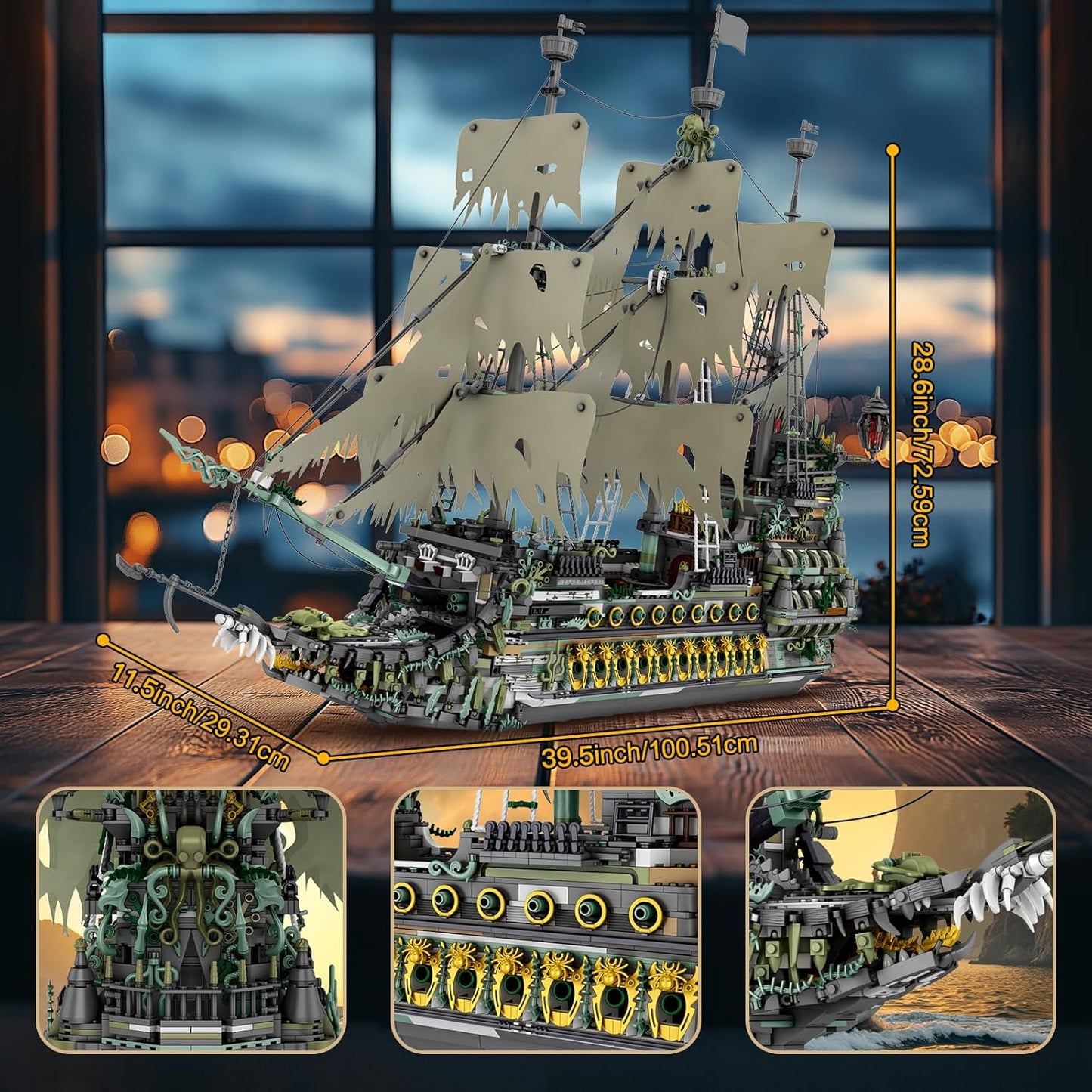 NUTCRACKER Pirate Ship Building Blocks Set, Ghost Ship Flying Dutchman Large MOC Pirate Ship Construction Model, Sailing Boat Toy Building Set, Christmas Birthday Gift for Adult Kid 14+ (5865 Pieces)