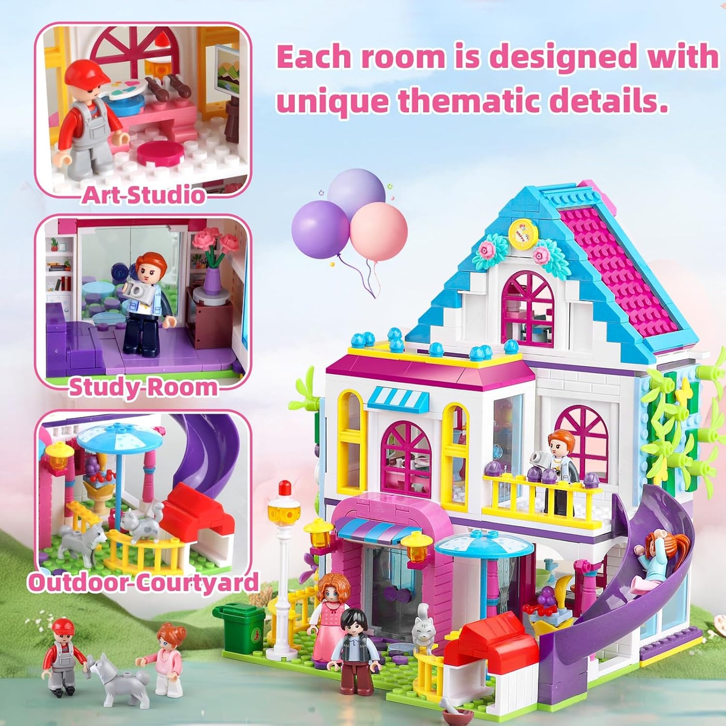 Summer Villa Holiday Beach House Villa Friends House Toy Building Set That Compatible with Lego Set for Girls 6-12, Pretend Play Set for Girls Age 8-12 Construction Educational Toy