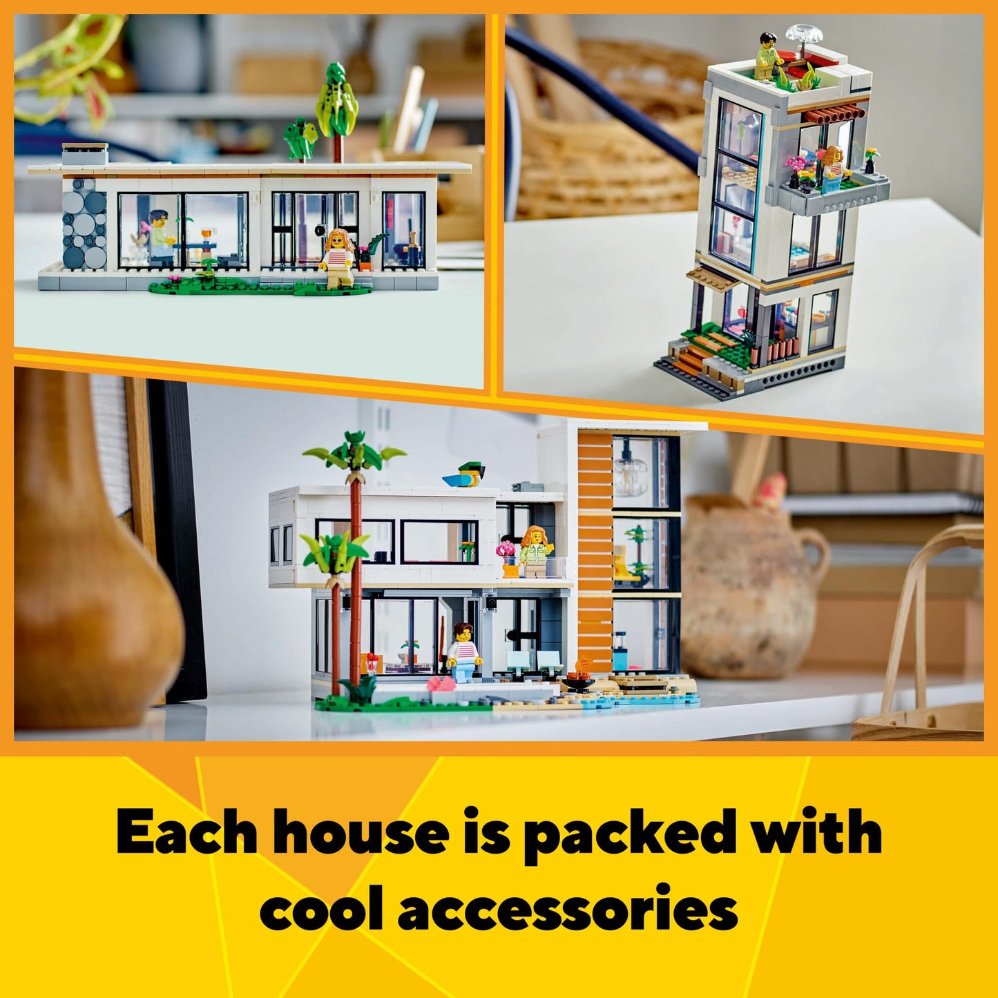 LEGO Creator 3 in 1 Modern House Toy to 3-Story City Building to Forest Cabin, Model House Playset for Kids, Art Building Sets, Gift Idea for Boys and Girls Ages 9 and Up, 31153