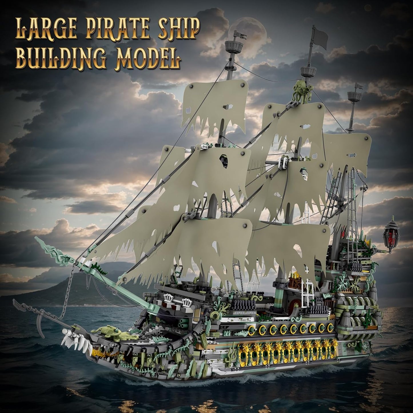 NUTCRACKER Pirate Ship Building Blocks Set, Ghost Ship Flying Dutchman Large MOC Pirate Ship Construction Model, Sailing Boat Toy Building Set, Christmas Birthday Gift for Adult Kid 14+ (5865 Pieces)