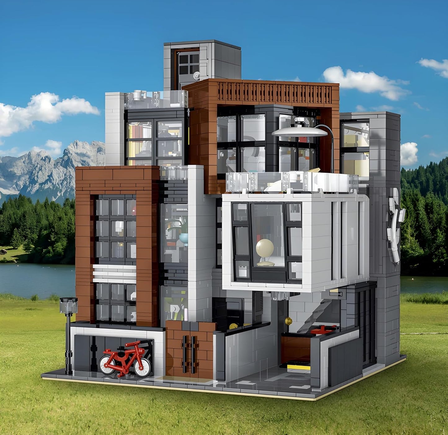 General Jim's Modern Cubist Villa Modular City Building Blocks MOC Bricks Set | Compatible with Lego City Sets and Other Major Brands